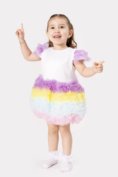 Bebek Kız Çocuk Doğum Günü Parti Düğün Elbise Tüllü Tütü Astarlı Çocuk Giyim Bebek Giyim Kız Bebek - 2