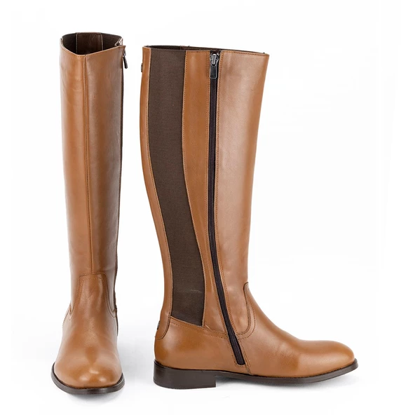 TwoEgoist Kadın Hakiki Deri Geniş Konçlu Çizme - Resim 9