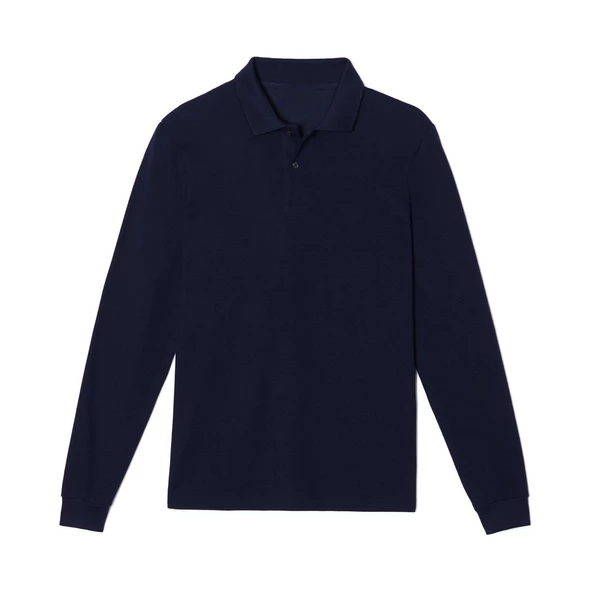 Open-End Pike Örme Polo Yaka Uzun Kol T-Shirt - 3