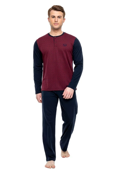 Mod Collection 3902 Erkek Patlı Uzun Kollu Pijama Takımı