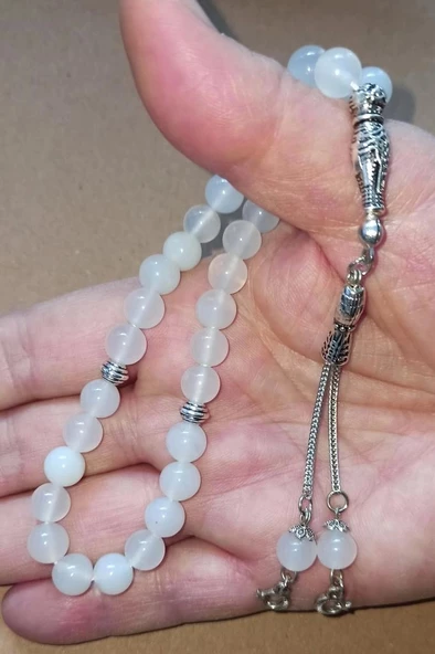 Beyaz Akik Tesbih - 8 mm. 508 - 2