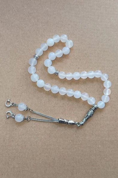 Beyaz Akik Tesbih - 8 mm. 508