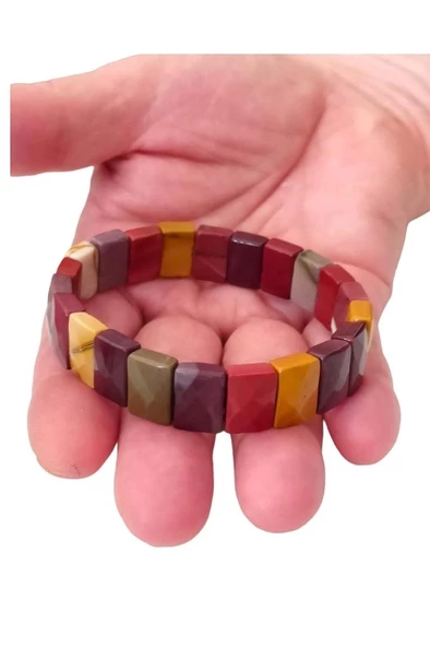 Mokait Jasper Bileklik Faset Kesim Elastik Yapılı 332-1 - 4