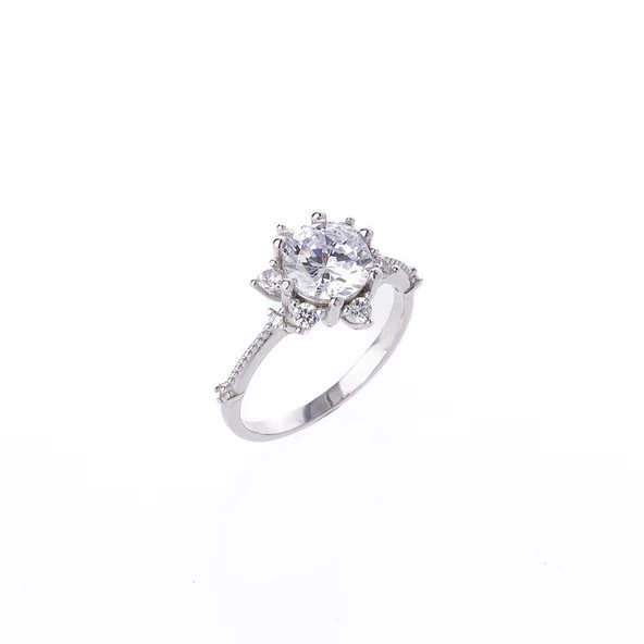 7 mm Zirkon Taşlı Lotus-Çiçek Model 925 Ayar Gümüş Üçlü Kadın Takı Seti - 6