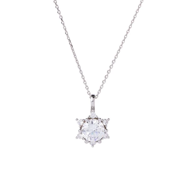 7 mm Zirkon Taşlı Lotus-Çiçek Model 925 Ayar Gümüş Üçlü Kadın Takı Seti - 3