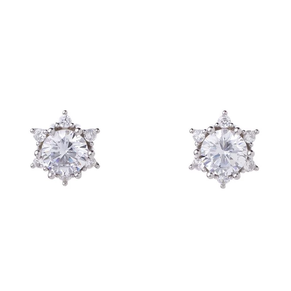 7 mm Zirkon Taşlı Lotus-Çiçek Model 925 Ayar Gümüş Üçlü Kadın Takı Seti - 4
