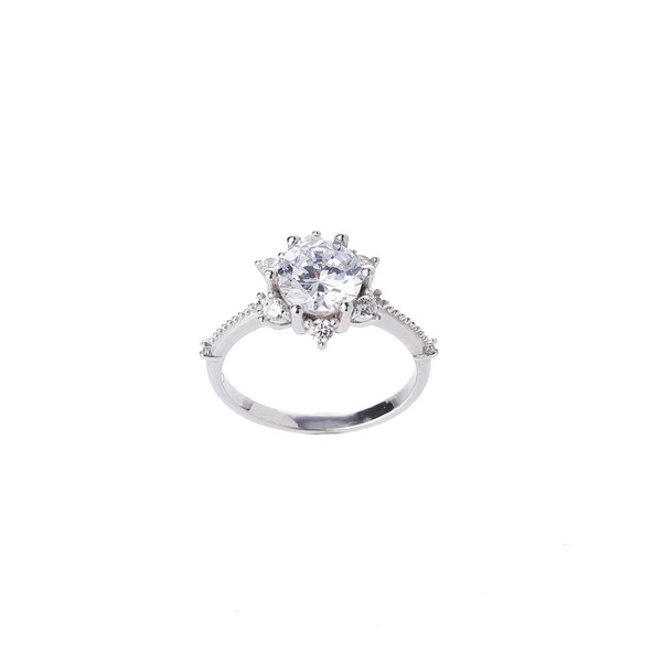 7 mm Zirkon Taşlı Lotus-Çiçek Model 925 Ayar Gümüş Üçlü Kadın Takı Seti - 5