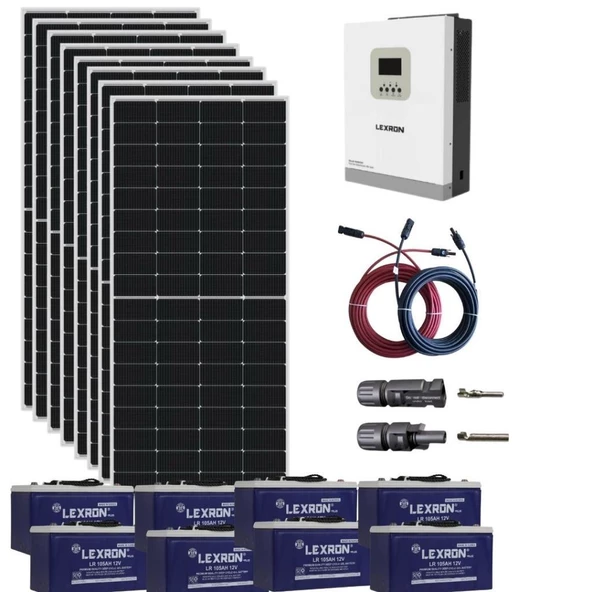 Teknovayon Arge Güneş Enerjisi Bağ Evi Solar Paketi 5KVA Akıllı İnverter 410W Güneş Paneli 100Ah Jel Akü