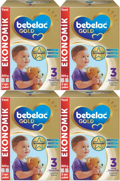 Bebelac Gold 800GR No:3 Devam Sütü (1+ Yaş) (4 Lü Set)