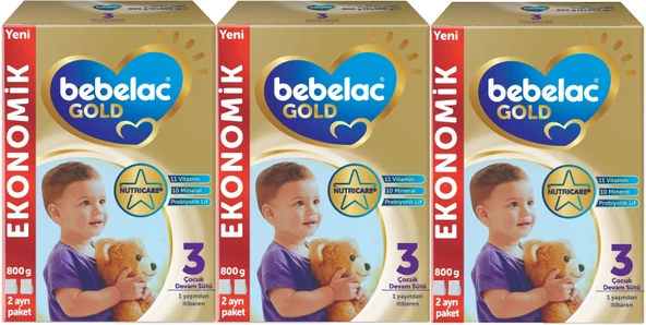 Bebelac Gold 800GR No:3 Devam Sütü (1+ Yaş) (3 Lü Set)