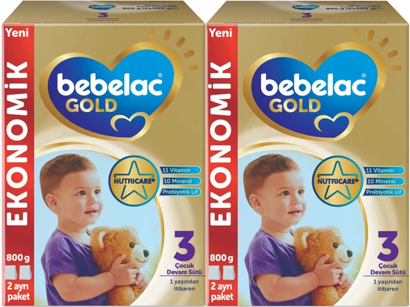 Bebelac Gold 800GR No:3 Devam Sütü (1+ Yaş) (2 Li Set)