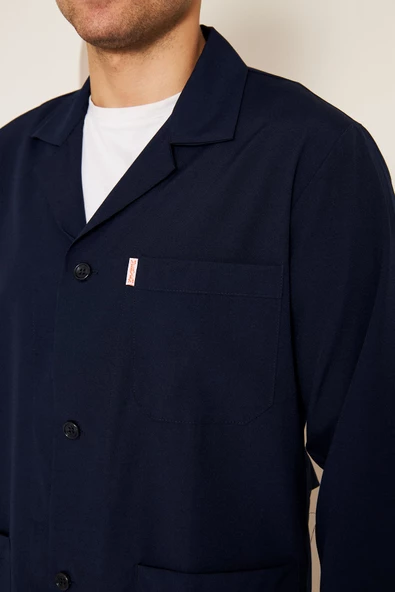 Mervem Lacivert Gömlek Yaka Alpaka Kumaş İş Önlüğü(Bay) - 6