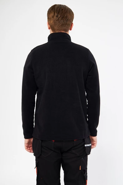 Mervem Siyah Tam Fermuarlı 3 Cepli Polar - 5