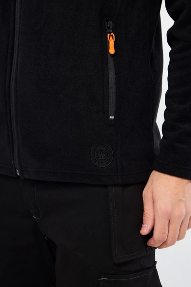 Mervem Siyah Tam Fermuarlı 3 Cepli Polar - 7