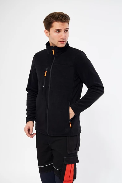 Mervem Siyah Tam Fermuarlı 3 Cepli Polar - 2