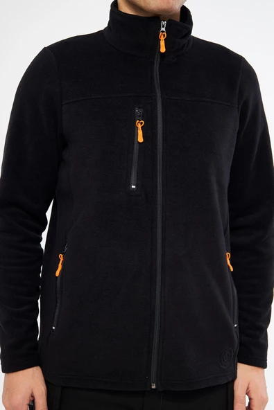 Mervem Siyah Tam Fermuarlı 3 Cepli Polar - 6