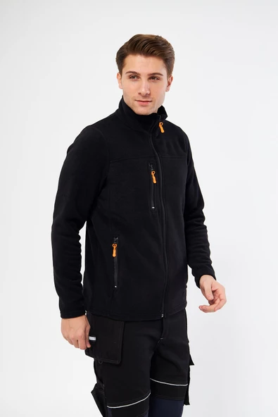 Mervem Siyah Tam Fermuarlı 3 Cepli Polar - 3