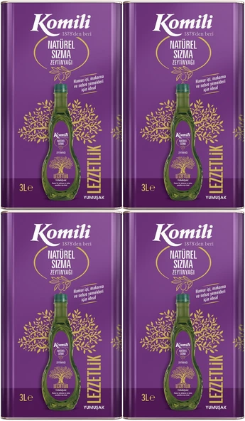 Komili Zeytinyağı 12LT Natural Ege Sızması (Teneke) (4PK*3LT)