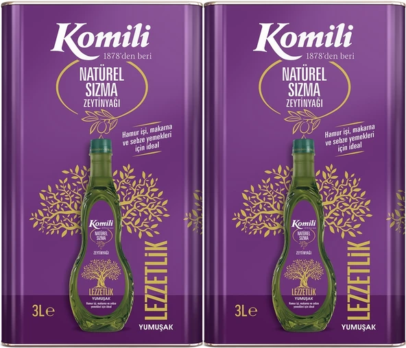 Komili Zeytinyağı 6LT Natural Ege Sızması (Teneke) (2PK*3LT)