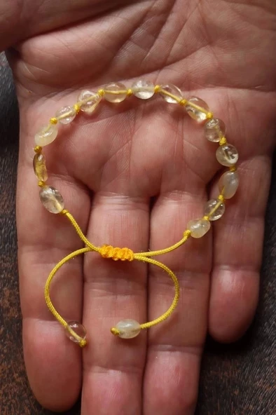 Doğal Taş Sitrin Bileklik, Makrome Ayarlı 679-1 - 3