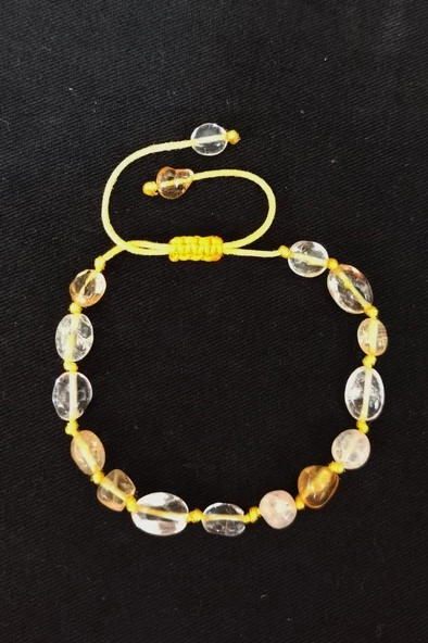 Doğal Taş Sitrin Bileklik, Makrome Ayarlı 679-1