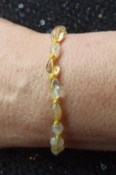 Doğal Taş Sitrin Bileklik, Makrome Ayarlı 679-1 - 2