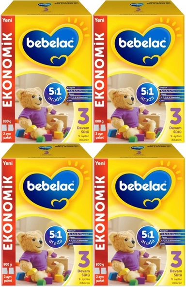 Bebelac 800GR No:3 Devam Sütü (9-12 Ay) (4 Lü Set)