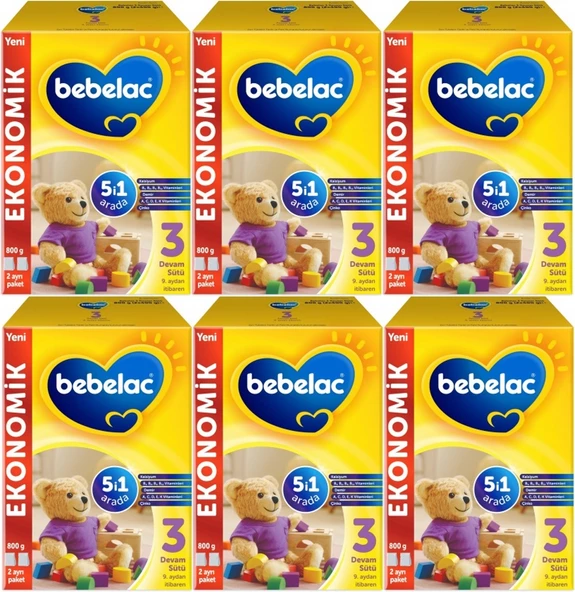 Bebelac 800GR No:3 Devam Sütü (9-12 Ay) (6 Lı Set)