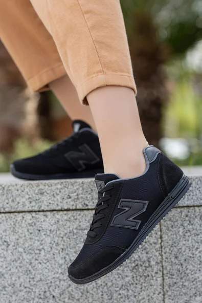 Kadın Siyah Füme Günlük Rahat Taban Comfort File Bağcıklı Hafif Esnek Yürüyüş Sneaker Spor Ayakkabı - 3