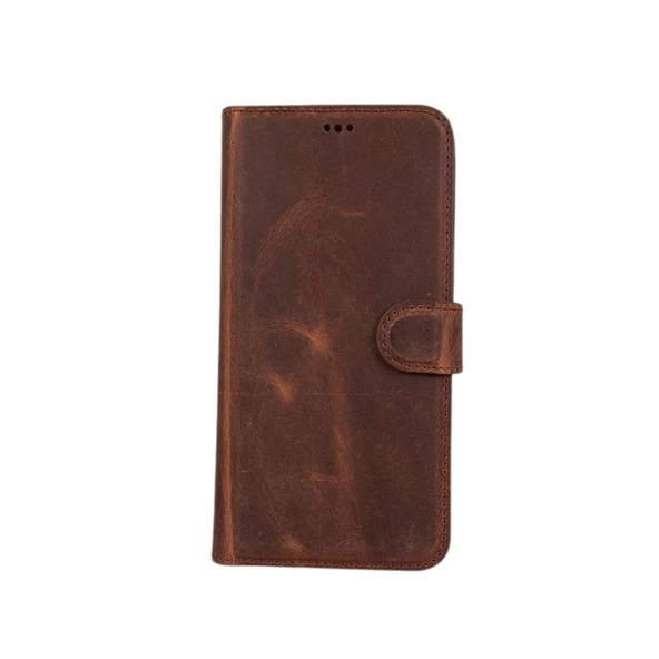 Apple iPhone 11 Pro Max Uyumlu Deri Cüzdanlı Kılıf RFID G2 Kahve - 2