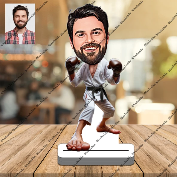 Kareteci Sporcu 3D Ahşap Biblo,Sevgiliye Hediye,Doğum Günü Hed ürün görseli