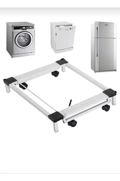 TRENDESK GRİ Beyaz Eşya Altlığı  Çeksür makine Altlığı Tekerlekli - 4