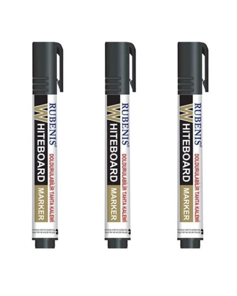 Rubenis Siyah Doldurulabilir Tahta Kalemi 3 Adet