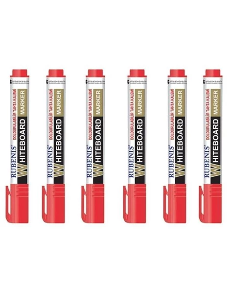 Rubenis Kırmızı Doldurulabilir Tahta Kalemi 6 Adet