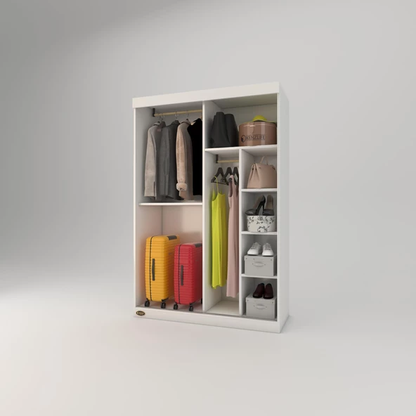 Kenzlife gardırop sürgülü kapaklı kapılı 120 papatya byz gardolap dolap - 3