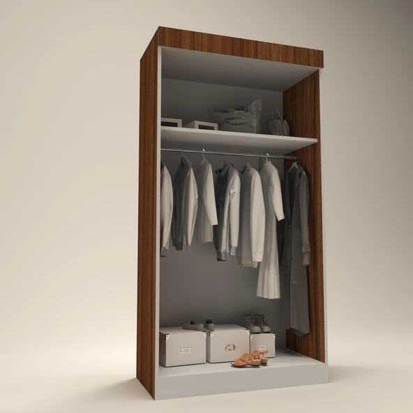 Kenzlife gardırop sürgülü kapaklı kapılı karanfil090 cvz aynalı gardolap dolap - Resim 2