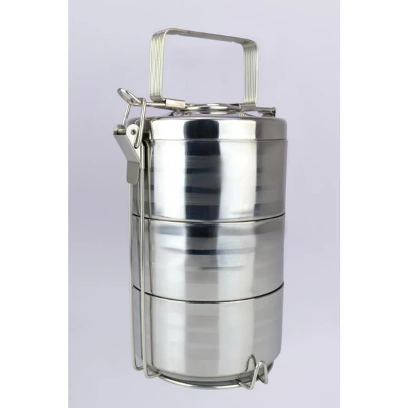 Digithome 3’lü Çelik Hazneli Yemek Taşıma Saklama ve Sefer Tası İş Ofis Okul İçin Gri - YK1430 C320.025 - 5