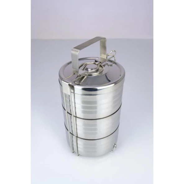 Digithome 3’lü Çelik Hazneli Yemek Taşıma Saklama ve Sefer Tası İş Ofis Okul İçin Gri - YK1091 C320.025 - 6