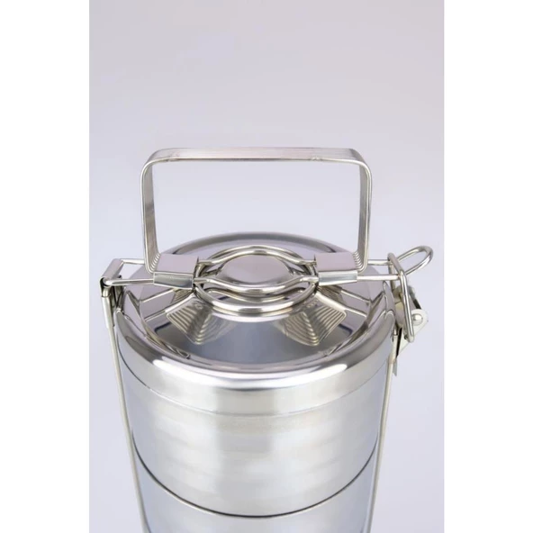 Digithome 3’lü Çelik Hazneli Yemek Taşıma Saklama ve Sefer Tası İş Ofis Okul İçin Gri - YK1430 C320.025 - 6