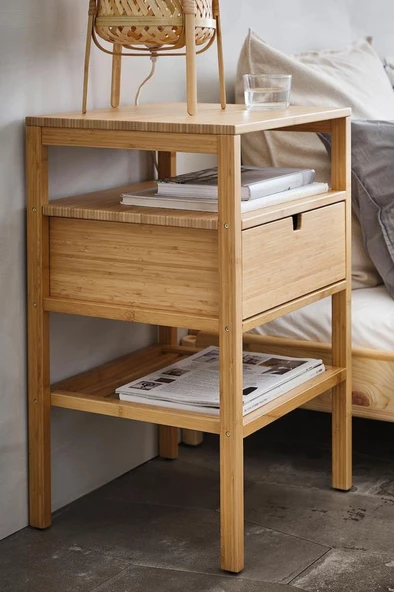 Digithome Bambu 3 Katlı Çekmeceli Oturma Odası ve Yatak Odası Ofis İçin Depolama Raflı Komodin –JW-22230 B/3 C1-1-289