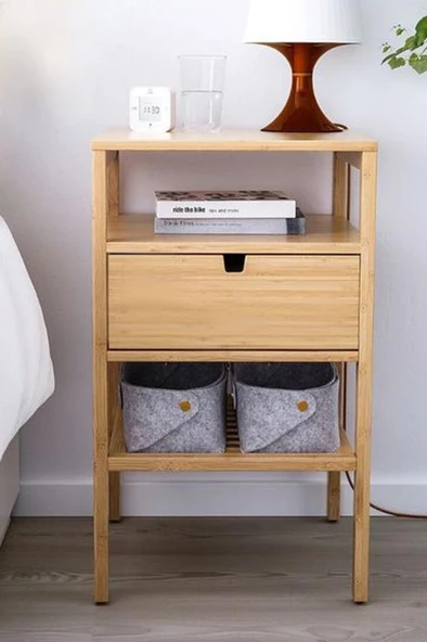 Digithome Bambu 3 Katlı Çekmeceli Oturma Odası ve Yatak Odası Ofis İçin Depolama Raflı Komodin –JW-22230 B/3 C1-1-289 - 3