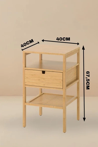 Digithome Bambu 3 Katlı Çekmeceli Oturma Odası ve Yatak Odası Ofis İçin Depolama Raflı Komodin –JW-22230 B/3 C1-1-289 - 7