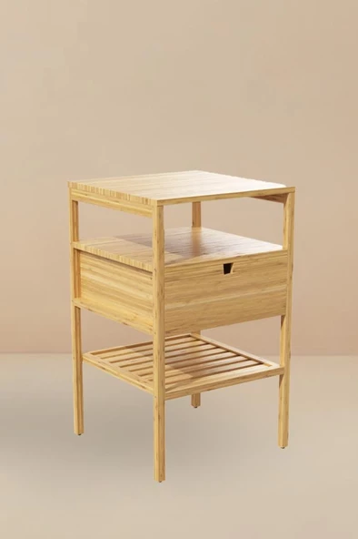 Digithome Bambu 3 Katlı Çekmeceli Oturma Odası ve Yatak Odası Ofis İçin Depolama Raflı Komodin –JW-22230 B/3 C1-1-289 - 5