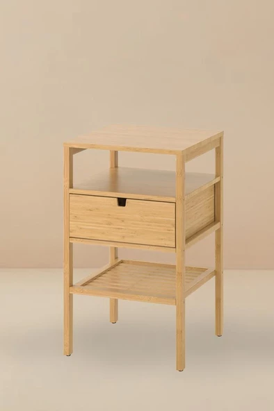 Digithome Bambu 3 Katlı Çekmeceli Oturma Odası ve Yatak Odası Ofis İçin Depolama Raflı Komodin –JW-22230 B/3 C1-1-289 - 4