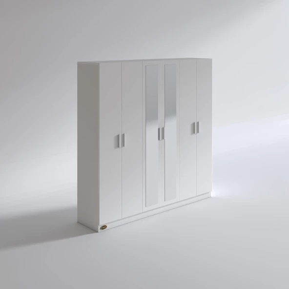Kenzlife gardırop 6 kapaklı kapılı anemon 180*180*42 byz aynalı gardolap dolap - 3