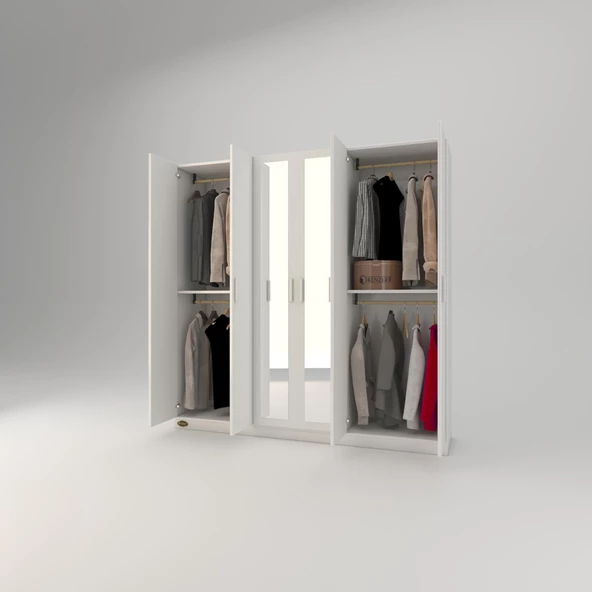 Kenzlife gardırop 6 kapaklı kapılı anemon 180*180*42 byz aynalı gardolap dolap - 2