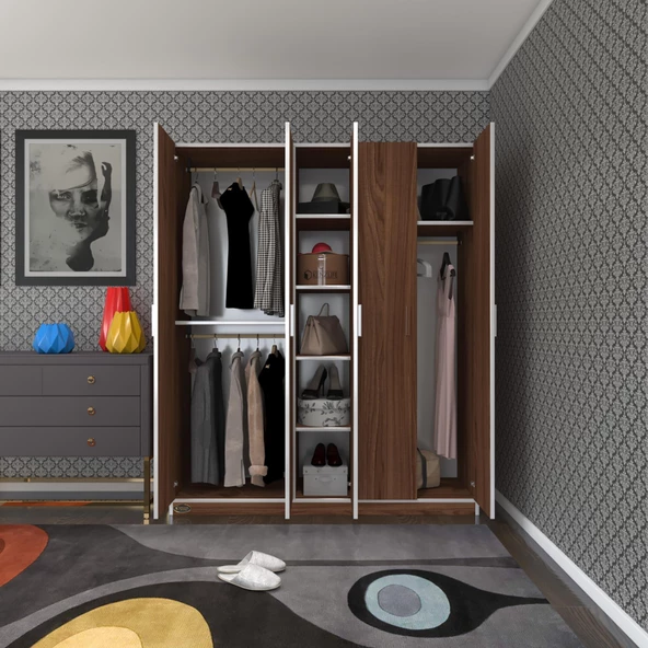 Kenzlife gardırop 5 kapaklı kapılı 150 lilyum cvz gardolap dolap