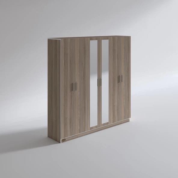Kenzlife gardırop 6 kapaklı kapılı anemon 180*180*42 crd aynalı gardolap dolap - 3