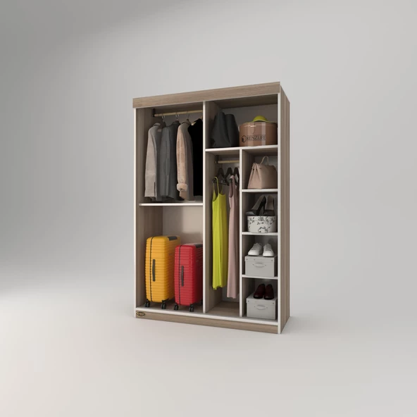 Kenzlife gardırop sürgülü kapaklı kapılı 120 papatya crd gardolap dolap - Resim 2