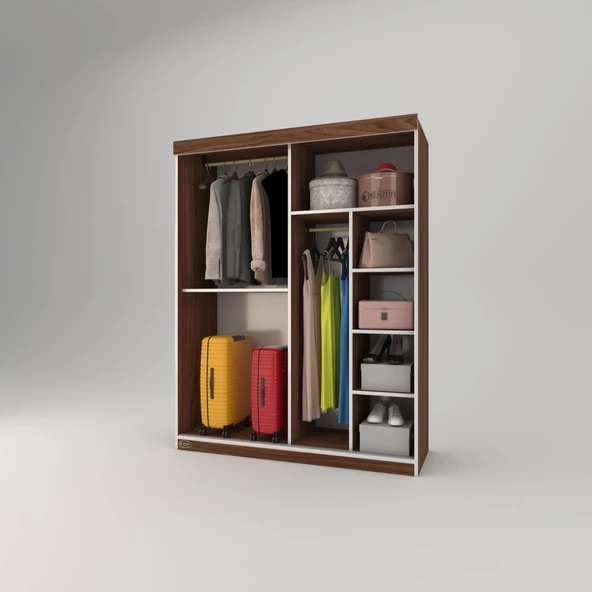 Kenzlife gardırop sürgülü kapaklı kapılı 140 papatya cvz aynalı gardolap dolap - Resim 2